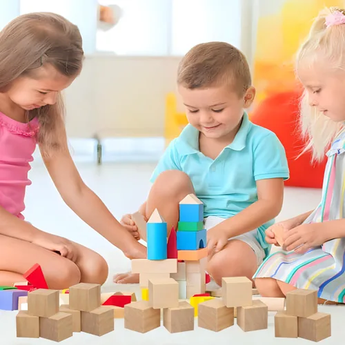 Vista 6 de 80 cubos de madera de alta calidad de 2 pulgadas, cubos de madera de pino natural para manualidades, bloques de madera listos para proyectos