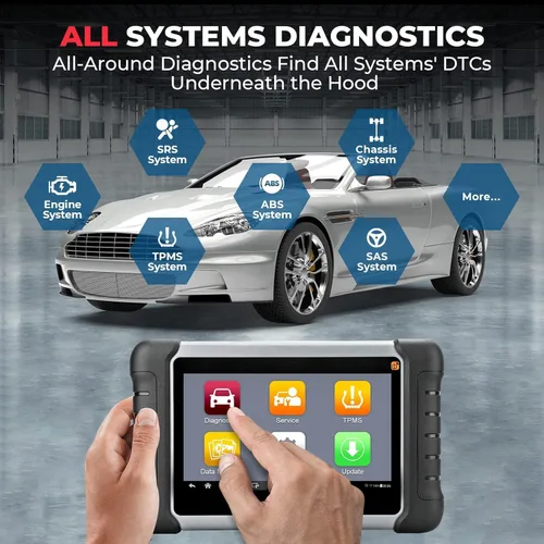 Vista 7 de Autel-Escáner TPMS MaxiCOM MK808S-TS, verificac./activac./reaprendizaje TPMS, programac. de sensores MX, diagnóstico de sistemas BT, prueba activa