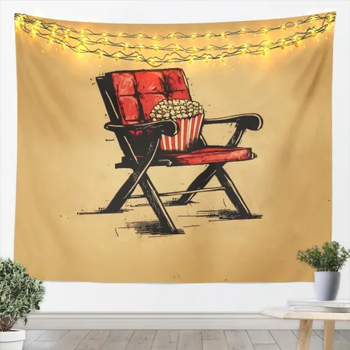 Vista 17 de Homewish Theater Cinema Poster Tapestry,Retro Movie Wall Hanging Art Popcorn Wall Blankets Movie Night Poster Tapestries for Kids Teens Girls Boys