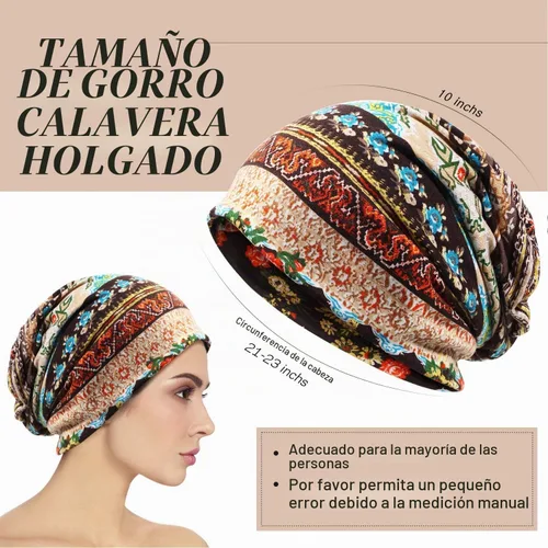 Vista 2 de SATINIOR 5 Piezas Gorro Holgado para Mujer Gorro de Quimioterapia Elástico Envolturas para Cabeza de Cáncer Pañuelo para Cabeza para Dormir