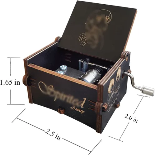 Vista 3 de Bolunlun Caja de música de "Spirited Away", caja de música de madera accionada a mano, juguetes de madera para fanáticos del anime, regalos