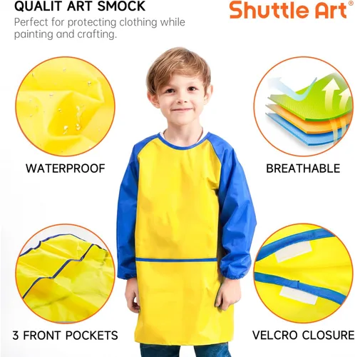 Vista 5 de Juego de 48 pinturas acrílicas para niños, Shuttle Art 30 colores de pintura acrílica con caballete de madera, lienzo, bloc de pintura, pinceles