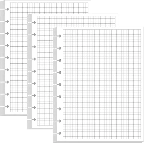 Vista 8 de Papel de rellenado de cuadrícula punteada de argolla clásico, insertos pre-perforados de Happy Planner de 9 argollas, papel de hoja suelta de 100