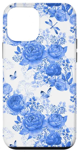 Vista 16 de Funda para iPhone 16 French Country Floral Azul Blanco Toile Grandmillennial Roses