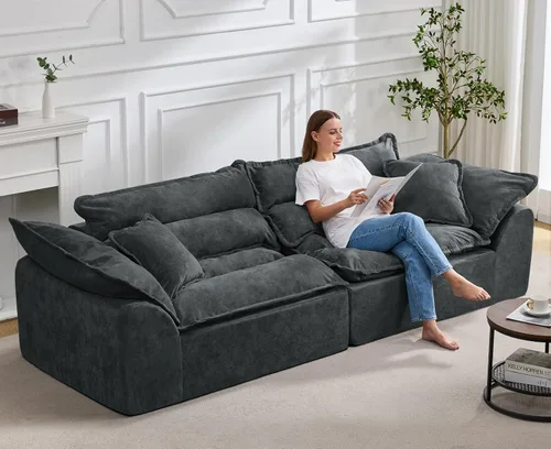 Vista 10 de Hobestluk Sofá modular de 104 pulgadas, sofá modular de 3 plazas, sofá sin hueso, sofá nube con cojín extraíble, sofás modulares seccionales