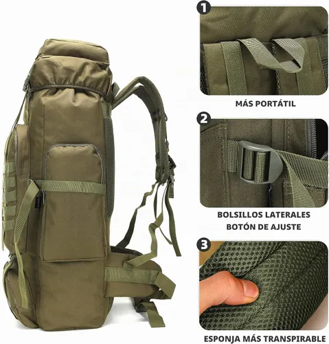 Vista 4 de King'sGuard 70L Camping Hiking Backpack for Men Women Large Military Tactical Backpack Molle Rucksack Backpack for Outdoor