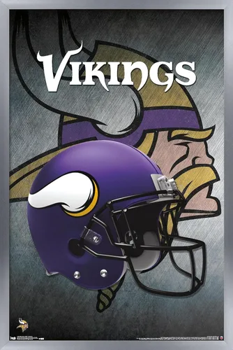 Vista 10 de Trends International NFL Minnesota VIkings - Póster de pared con casco 16, 14.725 x 22.375 pulgadas, versión enmarcada de madera de granero Versión