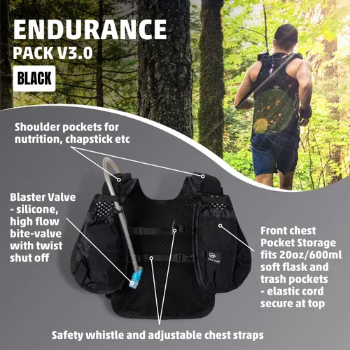 Vista 5 de Orange Mud Endurance Pack V3.0 Chaleco para Correr – Mochila de Hidratación de 2L para Trail Running, Senderismo y Ciclismo – Malla Ligera