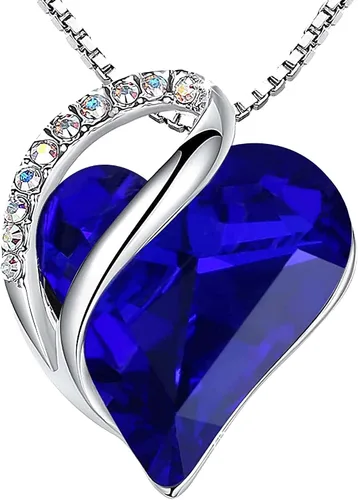 Vista 17 de Leafael - Collares para mujer, dije de corazón de amor infinito con cristales de piedra natal, cadena chapada en plata de 18 + 2 pulgadas, regalo
