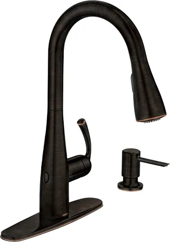Vista 2 de Moen Essie 87014EWBRB - Grifo de cocina desplegable de una manija, en bronce mediterráneo