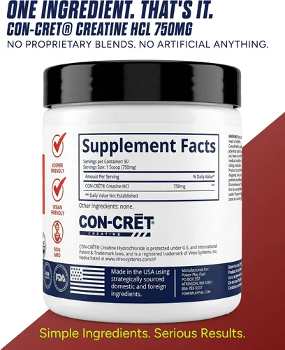 Vista 7 de CREATINE HCl en polvo para hombres y mujeres, fuerza muscular, rendimiento cerebral, salud cardíaca y apoyo inmunológico, sabor agrio crudo, 90