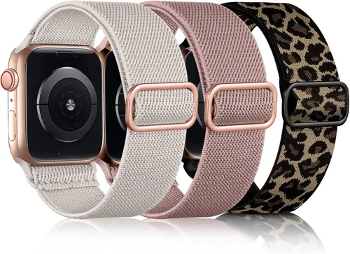 Vista 10 de DaQin Paquete de 3 bandas elásticas Solo Loop compatibles con Apple Watch para hombres de 49 mm, 46 mm, 45 mm, 44 mm, 42 mm, correa elástica