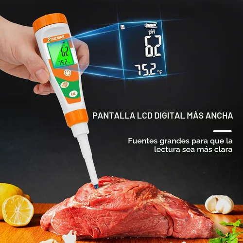 Vista 3 de UIUZMAR Probador de pH para alimentos Medidor de pH Digital para iniciador de masa madre y sensor de lanza de masa, kit de pH de alimentos funciona