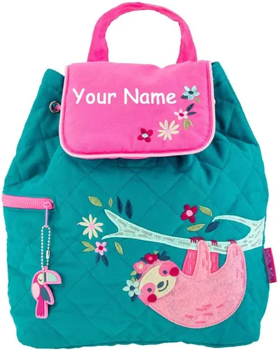 Vista 3 de Stephen Joseph Mochila para niños - Mochila de viaje - Suministros para el regreso a clases para niños - Bolsa acolchada, Perezoso rosa personalizado