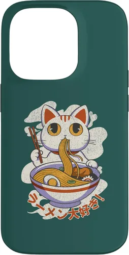 Vista 16 de Funda linda para iPhone 11 Chinese Lucky Cat Eating Ramen noodle lover anime Japón