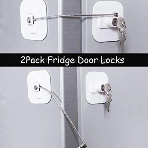 Vista 2 de Refrigerador, mini refrigerador con llave para adultos, para nevera, puerta de gabinete (2 unidades)