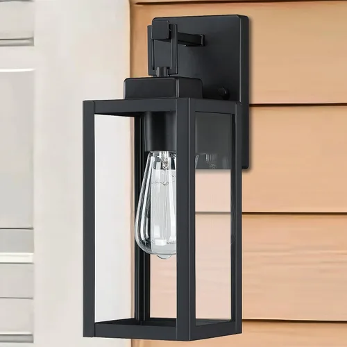 Vista 9 de Paquete de 2 Luces de Aplique para Exteriores - Luz de Pared Exterior de 12 Pulgadas, Aplique Exterior de Acero y Vidrio para Porche, Farol de Pared