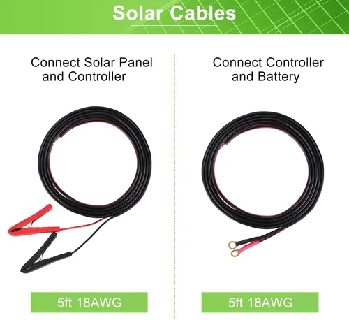 Vista 13 de Kit de panel solar 25W 12V Mantenedor de batería monocristalino con controlador de carga solar de 10 A y cable de extensión con clips de batería