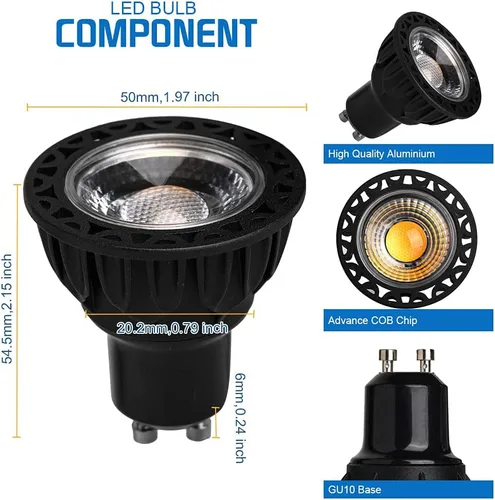 Vista 4 de Bombillas LED GU10 regulables, lámparas halógenas de 50 W equivalentes a luz blanca cálida de 2700 K, 6 W 500 lm de repuesto para iluminación