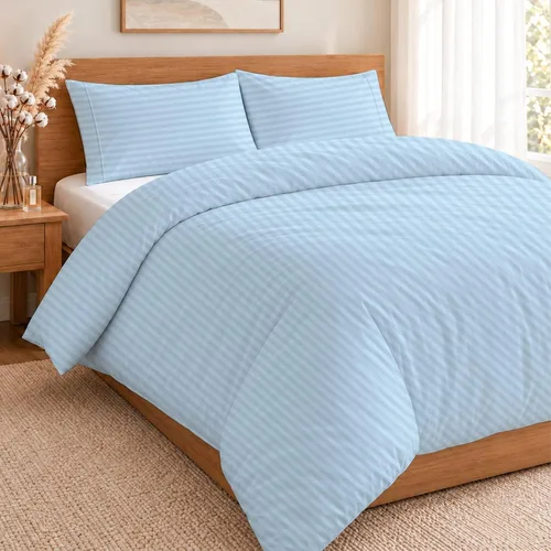 Vista 19 de ARlinen Juego de funda de edredón de tamaño individual, 100% algodón egipcio, juego de ropa de cama de 3 piezas con cierre de cremallera, incluye 1