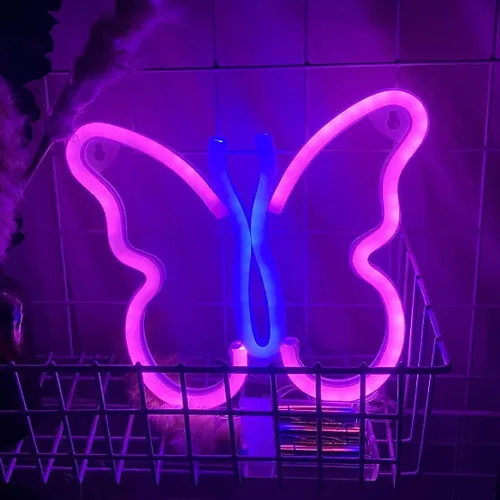 Vista 10 de Luz nocturna para niños, enchufe de mariposa de fibra óptica, cambio de color, luz nocturna, lámpara de decoración de juguete de regalo (azul + rosa)