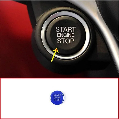 Vista 2 de Cubierta de botón de interruptor de arranque de motor de coche ABS 1 pieza para Alfa Romeo Giulia Stelvio 2017 2018 2019 (azul)