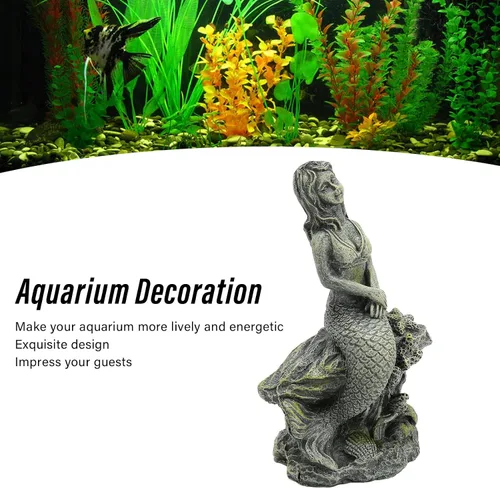 Vista 5 de LIANGLIDE Estatua decorativa de resina de princesa, hermosa decoración de peces para decoraciones de acuario