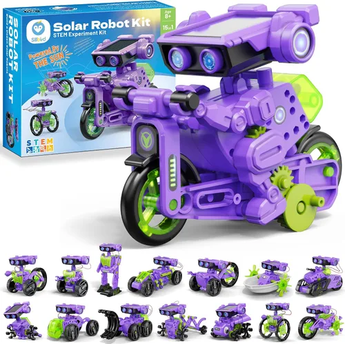 Vista 9 de Sillbird Kit de robot de construcción solar 15 en 1, regalo STEM para niños Gris-naranja