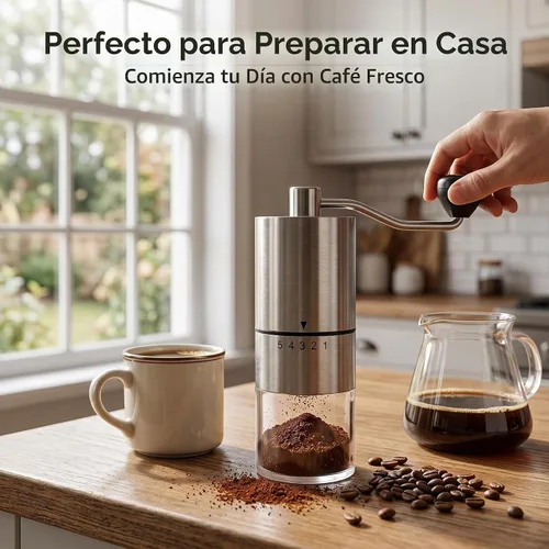 Vista 5 de Topadorn - Molinillo de café manual con manivela, molinillo de café portátil para viajes, campamento y hogar, ajustes de molienda ajustables