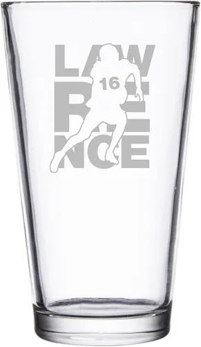 Vista 31 de Hat Shark Jugador atlético deportivo de fútbol – Vasos de pinta grabados con láser para cerveza, jarra de 16 onzas (Allen #17)
