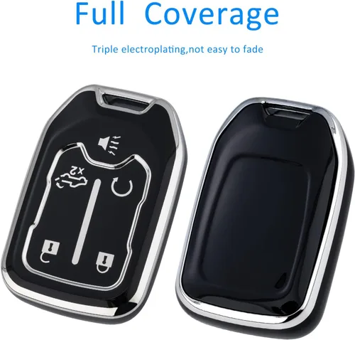 Vista 4 de Funda para llavero con llavero para GMC Terrain Yukon Suburban Tahoe Acadia Sierra Silverado 5-NEGRO