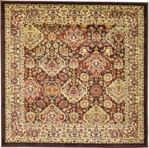 Vista 19 de Unique Loom - Colección Voyage - Alfombra redonda tradicional oriental, marrón, Polipropileno, verde claro/azul claro