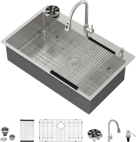 Vista 67 de Fregadero de cocina para exteriores 15 x 15 pulgadas, fregadero de bar de 15 x 15 pulgadas, fregaderos de cocina de acero inoxidable de calibre 16