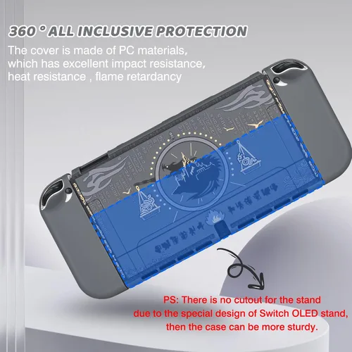 Vista 2 de DLseego Zelda Switch - Funda protectora OLED acoplable, carcasa dura, gris, a prueba de golpes, con 2 tapas de agarre para el pulgar, compatible