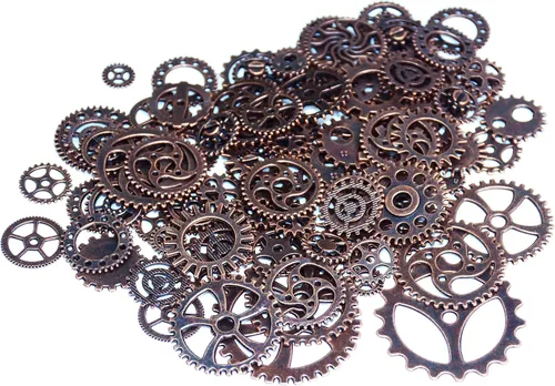 Vista 4 de Aokbean 150 piezas de metal, bronce, vintage, variadas, para hacer joyería. Gargantillas, relojes, ruedas