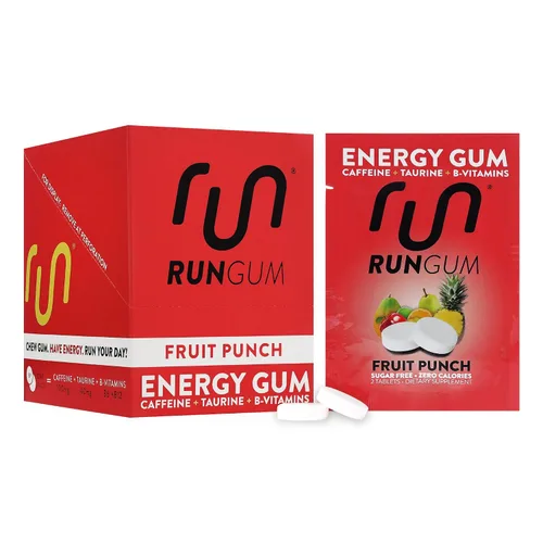 Vista 14 de RUN GUM Bubblegum Energy - Goma de mascar de 50 mg de cafeína, taurina y vitaminas B por pieza, 24 unidades (paquete de 12) sin azúcar, cero