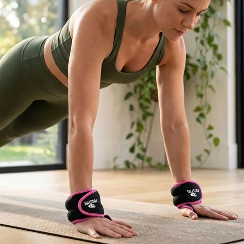 Vista 6 de Comfecto Wrist Weights with Thumb Loops Lock, 1lb*2 2lbs*2 for Running, Strength Training, Walking, Exercises, Gym, Cardio, Men, Women Rosa
