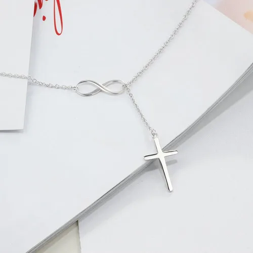 Vista 6 de SQKXKLCZ Collar religioso de plata de ley 925 estilo cruz