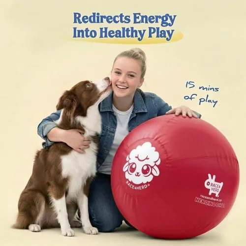 Vista 8 de Race&Herd Pelota de pastoreo XXL original de 25 pulgadas para perros grandes, juguetes de pastoreo, pelota duradera para perros grandes al aire