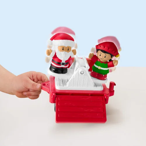 Vista 4 de Fisher-Price Little People - Tren musical navideño para niños pequeños con figuras de Santa, elfo y reno para juego de rol para niños de 1+ años