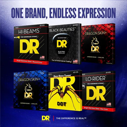 Vista 7 de DR Strings PURE BLUES - Cuerdas para bajo (PB-45), color plateado