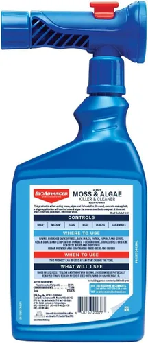 Vista 8 de BioAdvanced 2-en-1 asesino de musgo y algas para céspedes, techos, patios, cubiertas, asesino de musgo para techos, limpiador de cubiertas