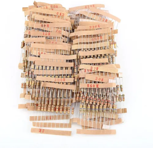 Vista 6 de Kit de resistencias de valores de 1000 piezas, surtido de resistencias electrónicas del 5% de resistencia de 1 ohm-10M ohmios 1/2 W, kit