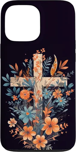 Vista 24 de Boho Floral Christian Cross Jesus God Wild Flower Women Case for iPhone 16