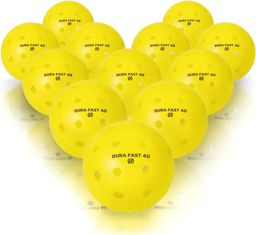 Vista 4 de Dura Fast 40 Pickleballs Pelotas de pickleball para exteriores neón o amarillas aprobadas por USAPA y sancionadas para jugar en torneos, Amarillo