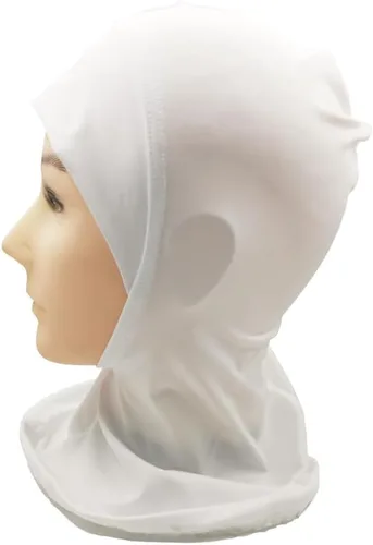 Vista 5 de VIGUEUR Máscara blanca de miedo, máscara con capucha abierta de elastano, accesorio unisex para disfraz de cosplay