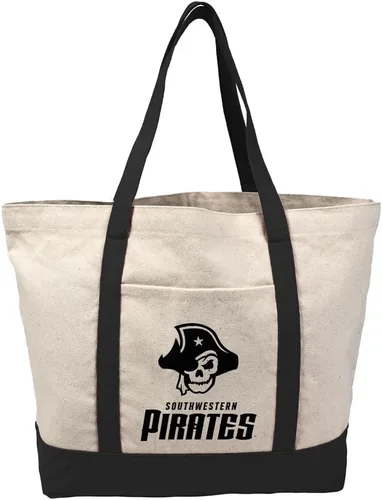 Vista 199 de Campus Lab Bolsa de lona con logotipo primario colegiado con bolsillo externo, bolsa de hombro reutilizable para ir de compras, playa Águilas A&m