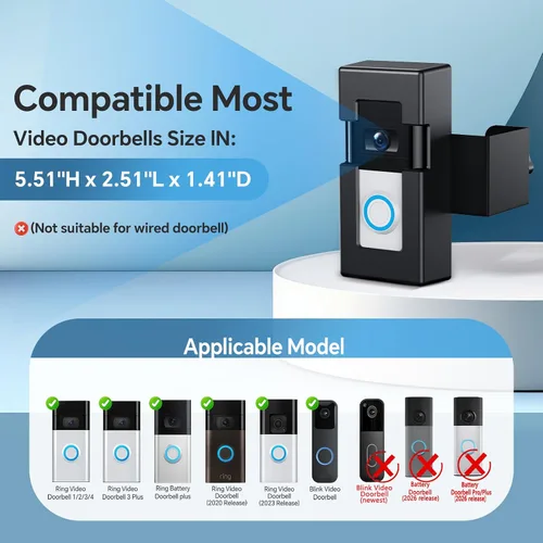 Vista 7 de Soporte Antirrobo para Timbre de Video Compatible con Timbre Inalámbrico Ring/Blink 1/2/3/3 Plus/4/Versión 2023, No Obstruye el Sensor de Movimiento