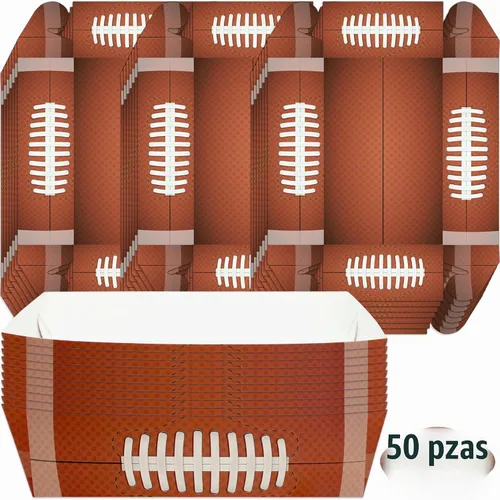 Vista 4 de Bandejas de papel desechables de fútbol (50 piezas) aperitivos de concesión de barcos de comida justa Nachos de carnaval, cesta de servir papas