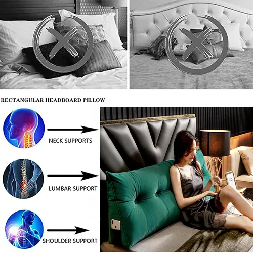 Vista 2 de Almohada de cuña de cama para cabecero,Almohada triangular grande para cabecero,Almohadas de sofá cama para lectura,Almohada larga de terciopelo